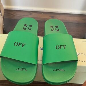 Off-White Green Slide Sandals